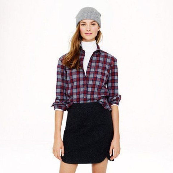 J. Crew Red and Navy Button Down Flannel - Picture 1 of 7